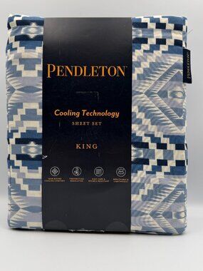 Pendleton Abiquiu Sky Cooling Technology KING Sheet Set Blue Geometric Southwest